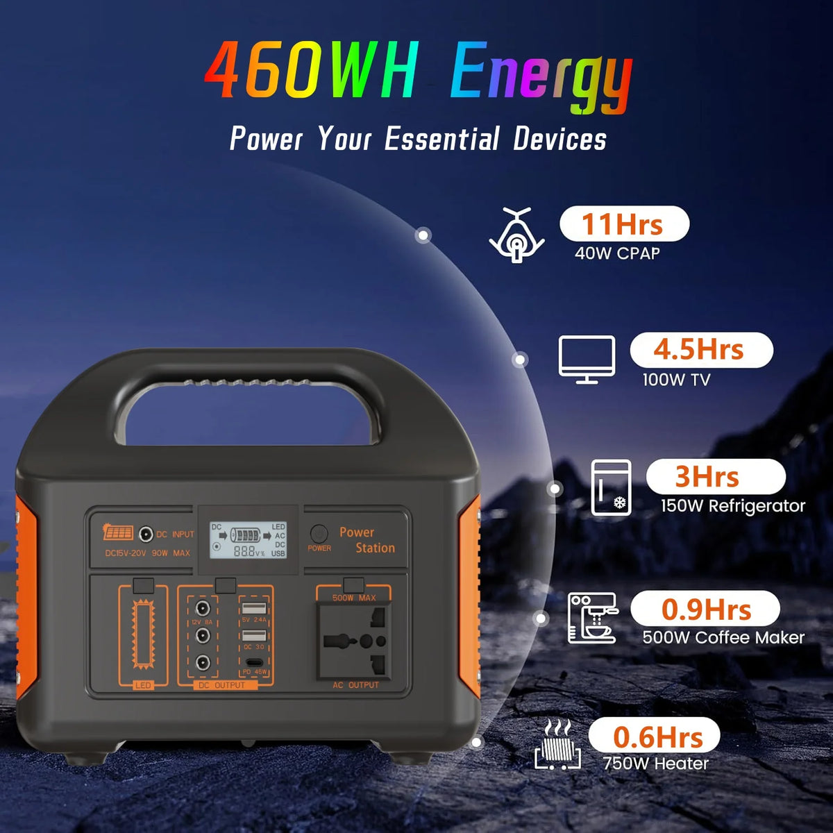 500W Portable Solar Power Station