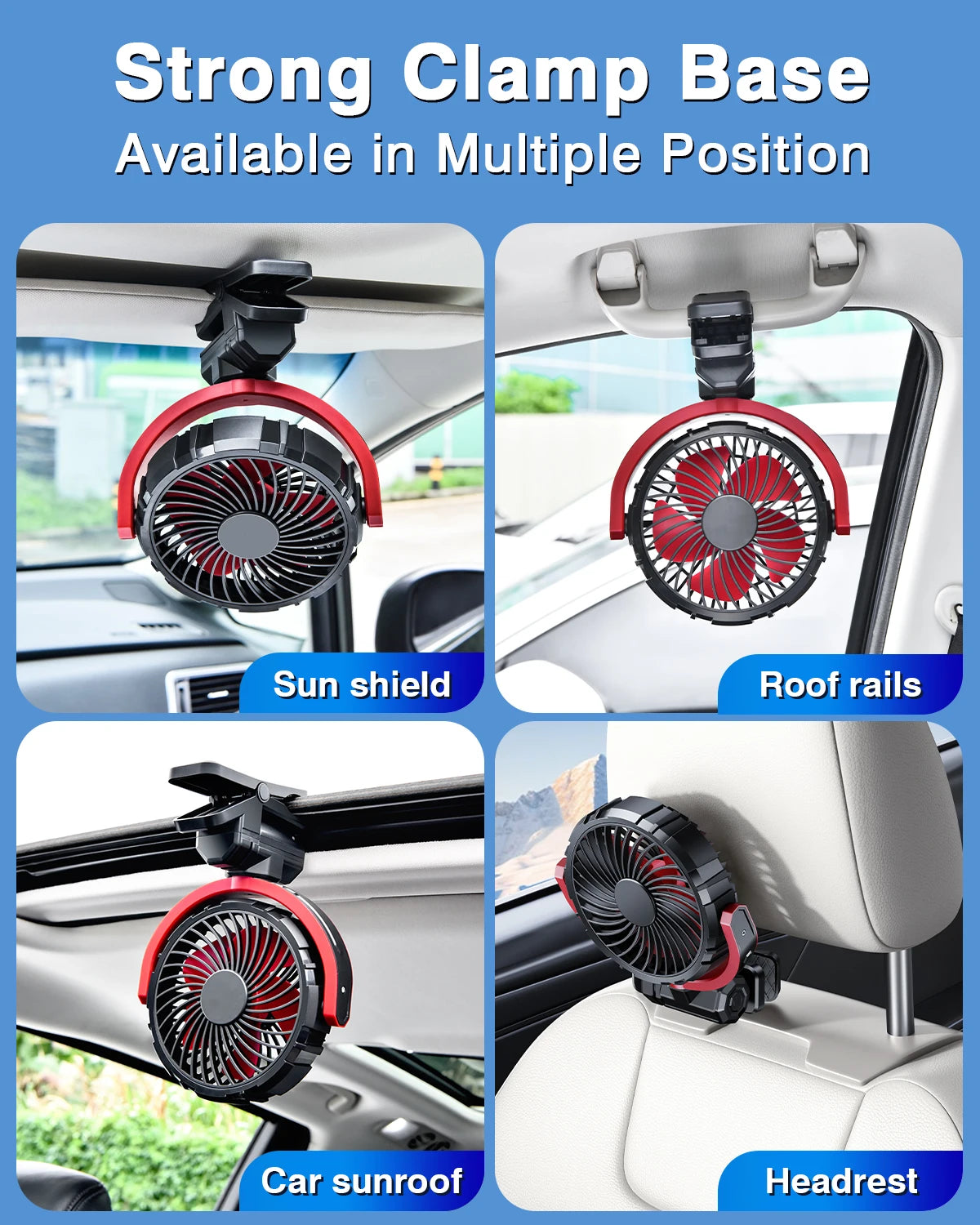 2000mAh Rechargeable Car Cooling Fan