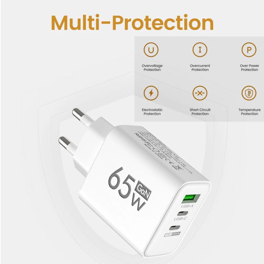 65W GaN USB-C Fast Charger