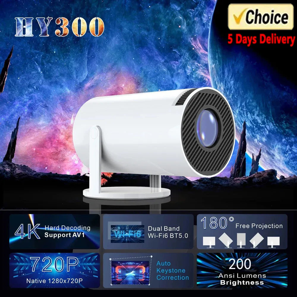 HY300 Smart Mini 4K Projector