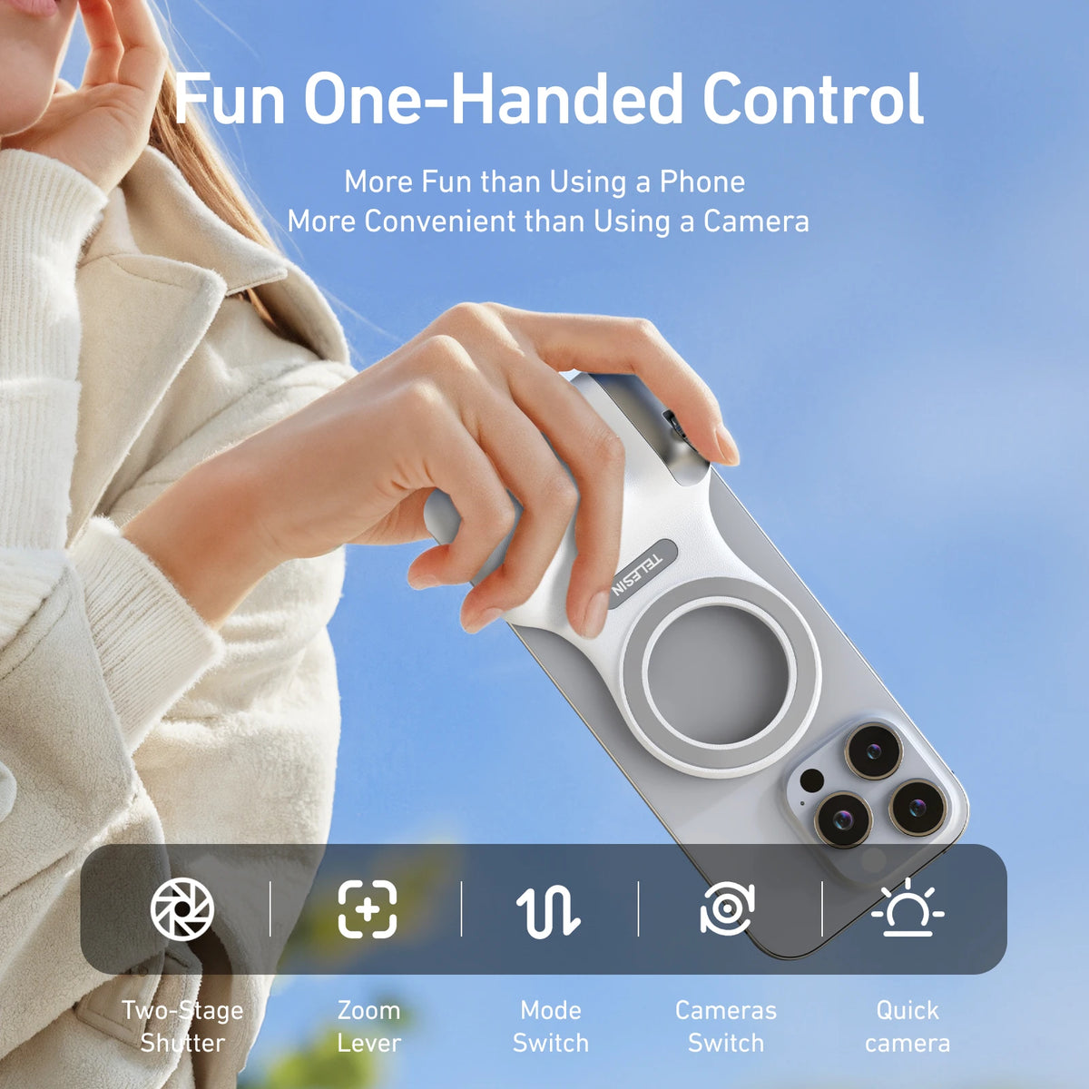 TELESIN Magnetic Phone Camera Grip