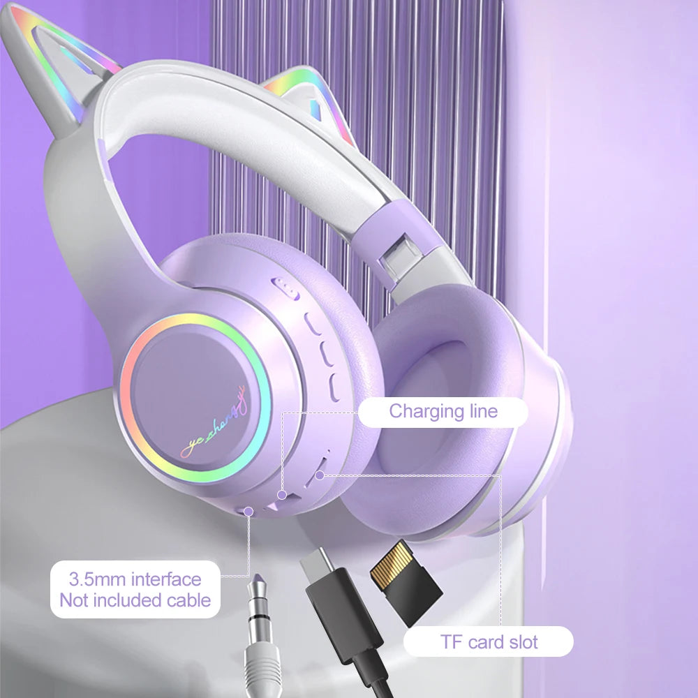 RGB Cat Ear Bluetooth Headphones