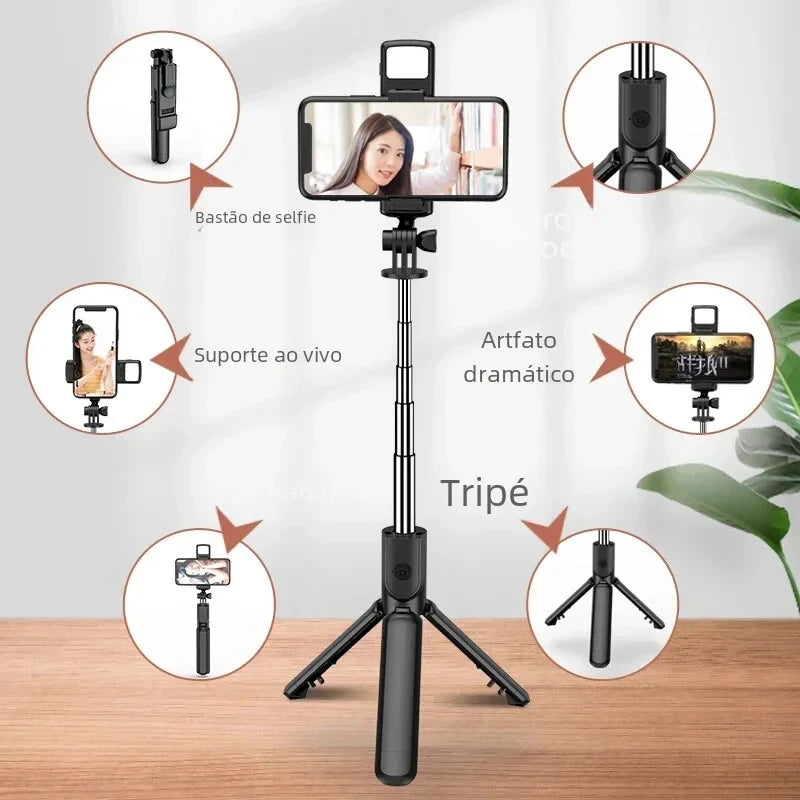 Bluetooth Selfie Stick Tripod With Light