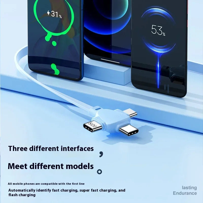 120W 3-in-1 Retractable Charging Cable