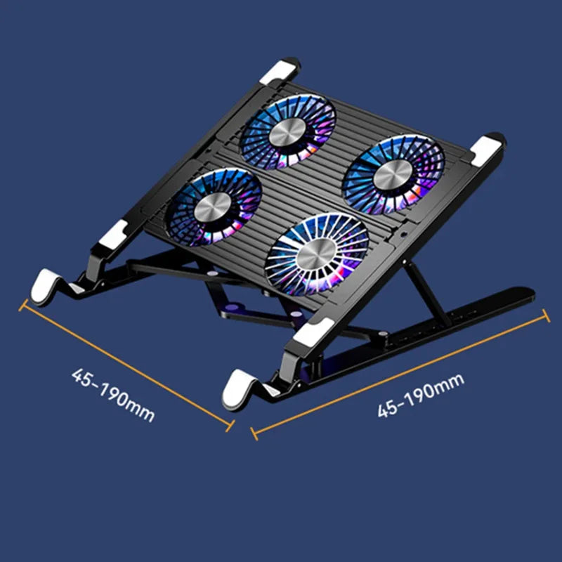 Adjustable Four-Fan Laptop Cooling Stand