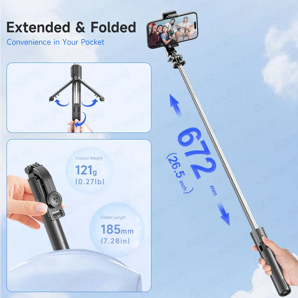 Bluetooth Selfie Stick Tripod With Light