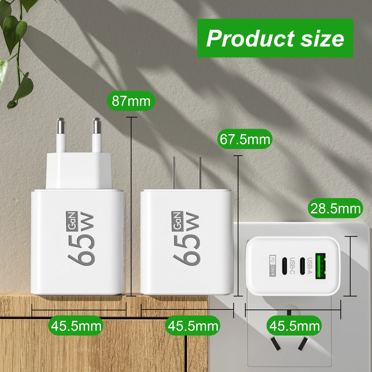 65W GaN USB-C Fast Charger