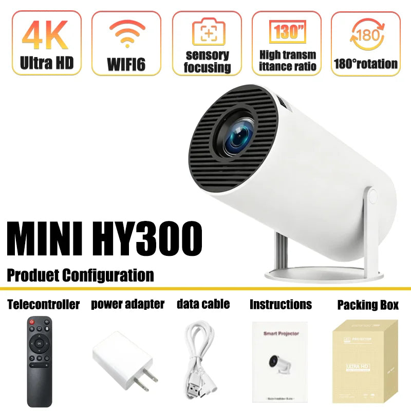 HY300 Smart Mini 4K Projector