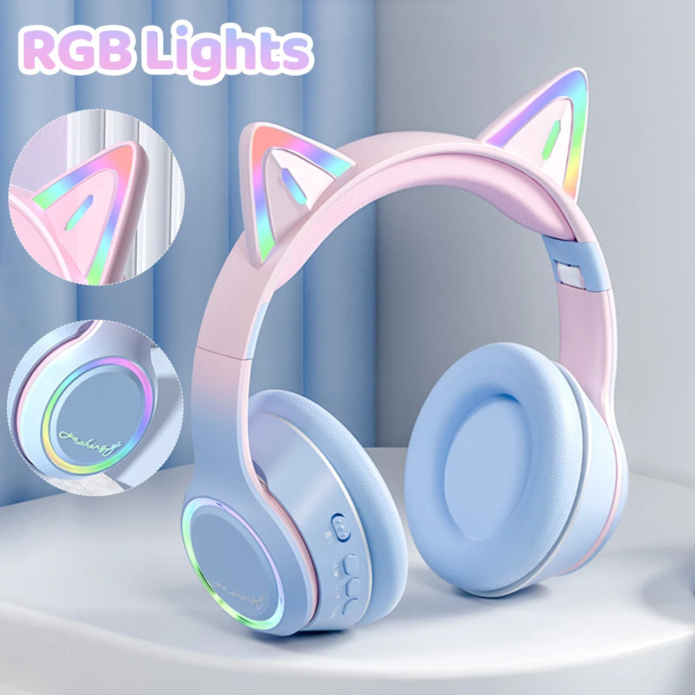 RGB Cat Ear Bluetooth Headphones