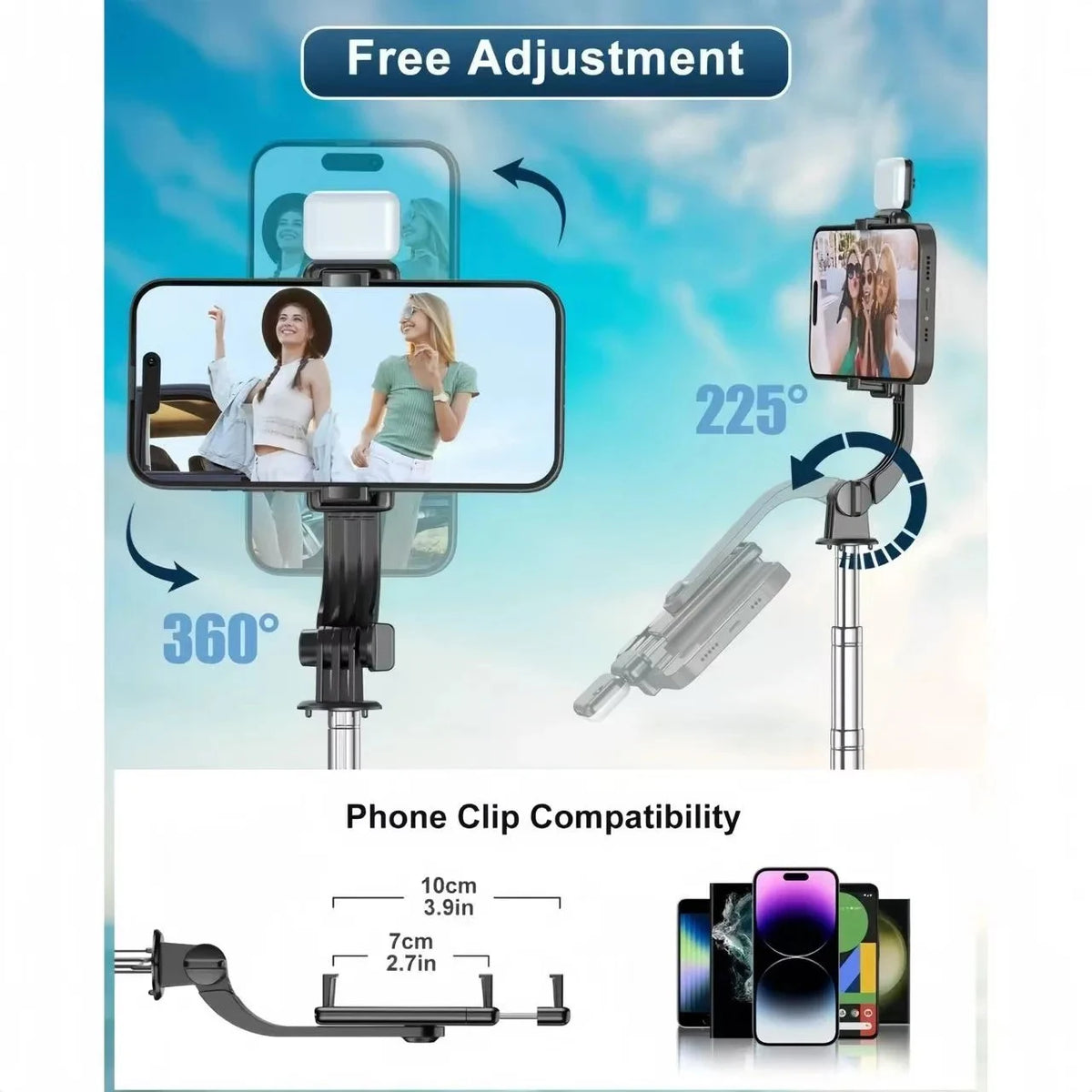 1700mm Wireless Selfie Stick Tripod