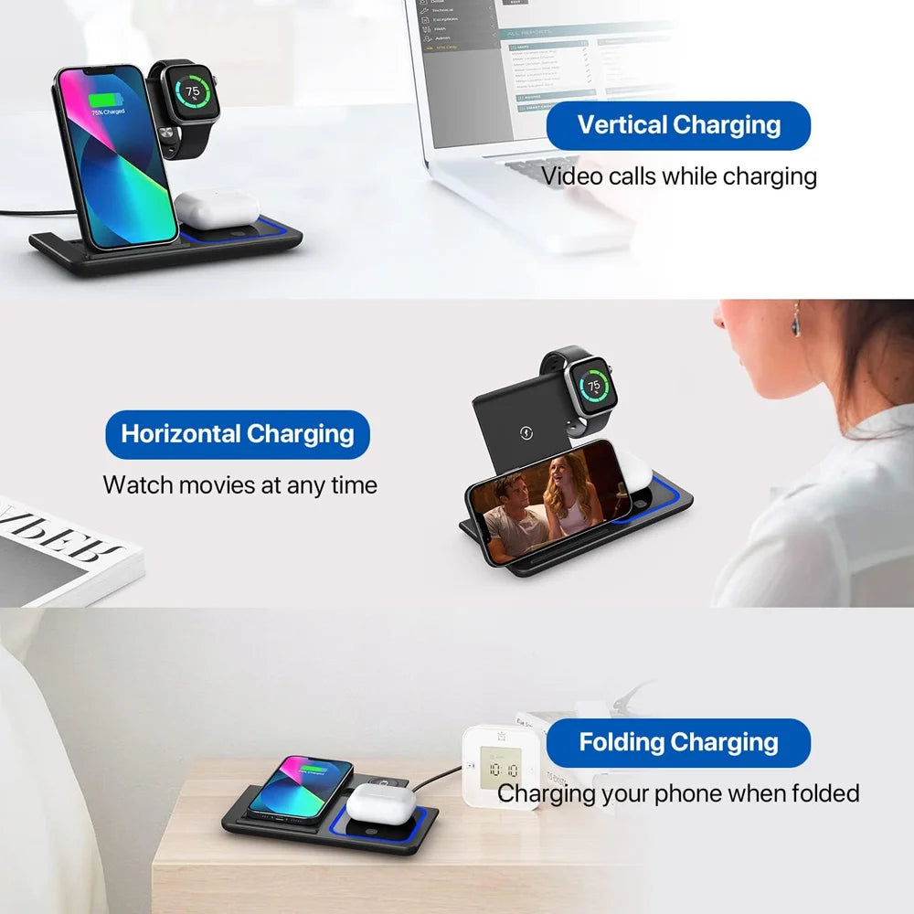30W 3-in-1 Wireless Charging Stand
