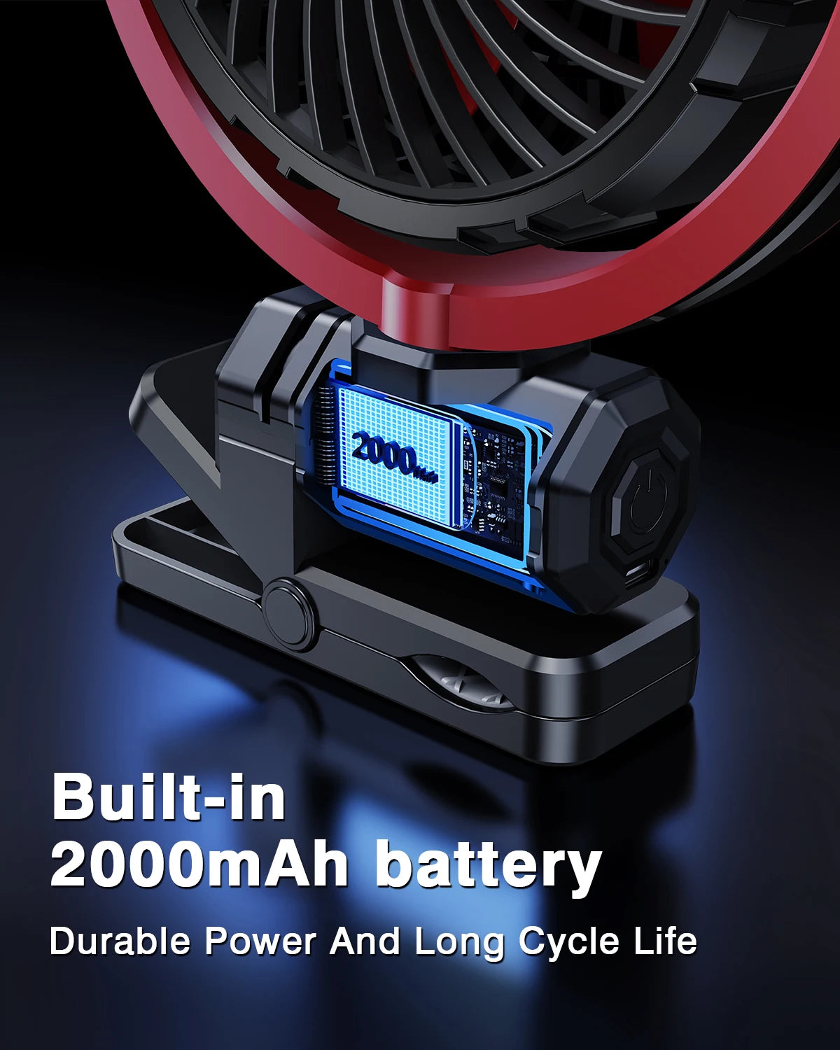2000mAh Rechargeable Car Cooling Fan