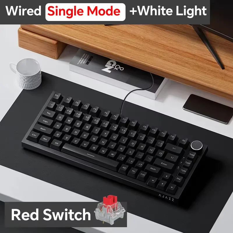 AJAZZ AK820 Wired With Rotary Volume Buttons Hot-Swappable Keys For Office And Home Mechanical Keyboards
