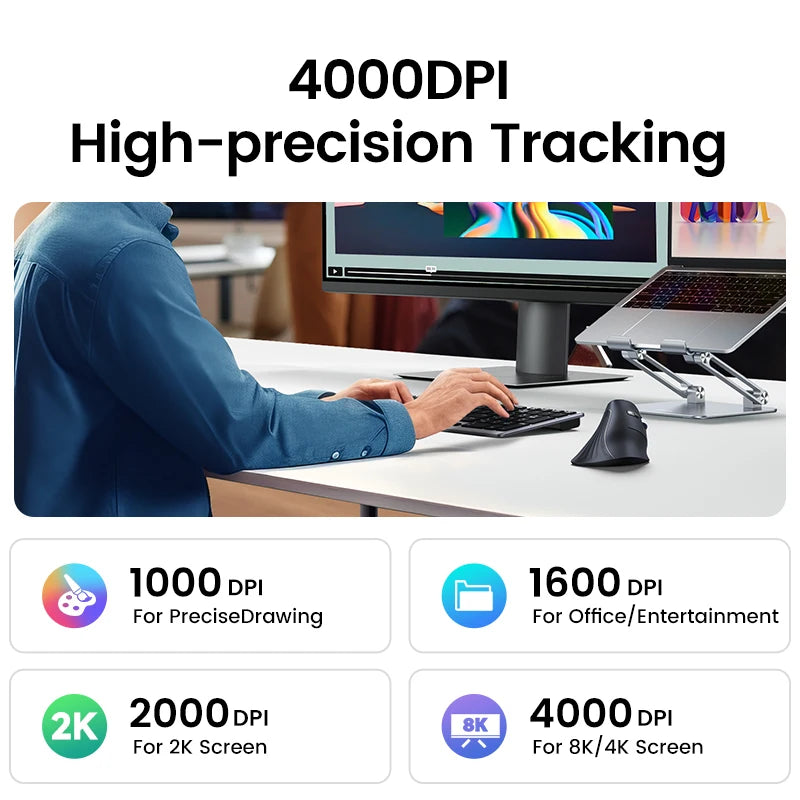 UGREEN 4000DPI Ergonomic Wireless Mouse