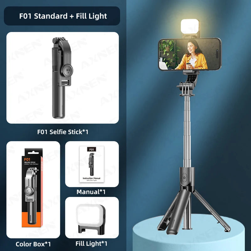 Bluetooth Selfie Stick Tripod With Light