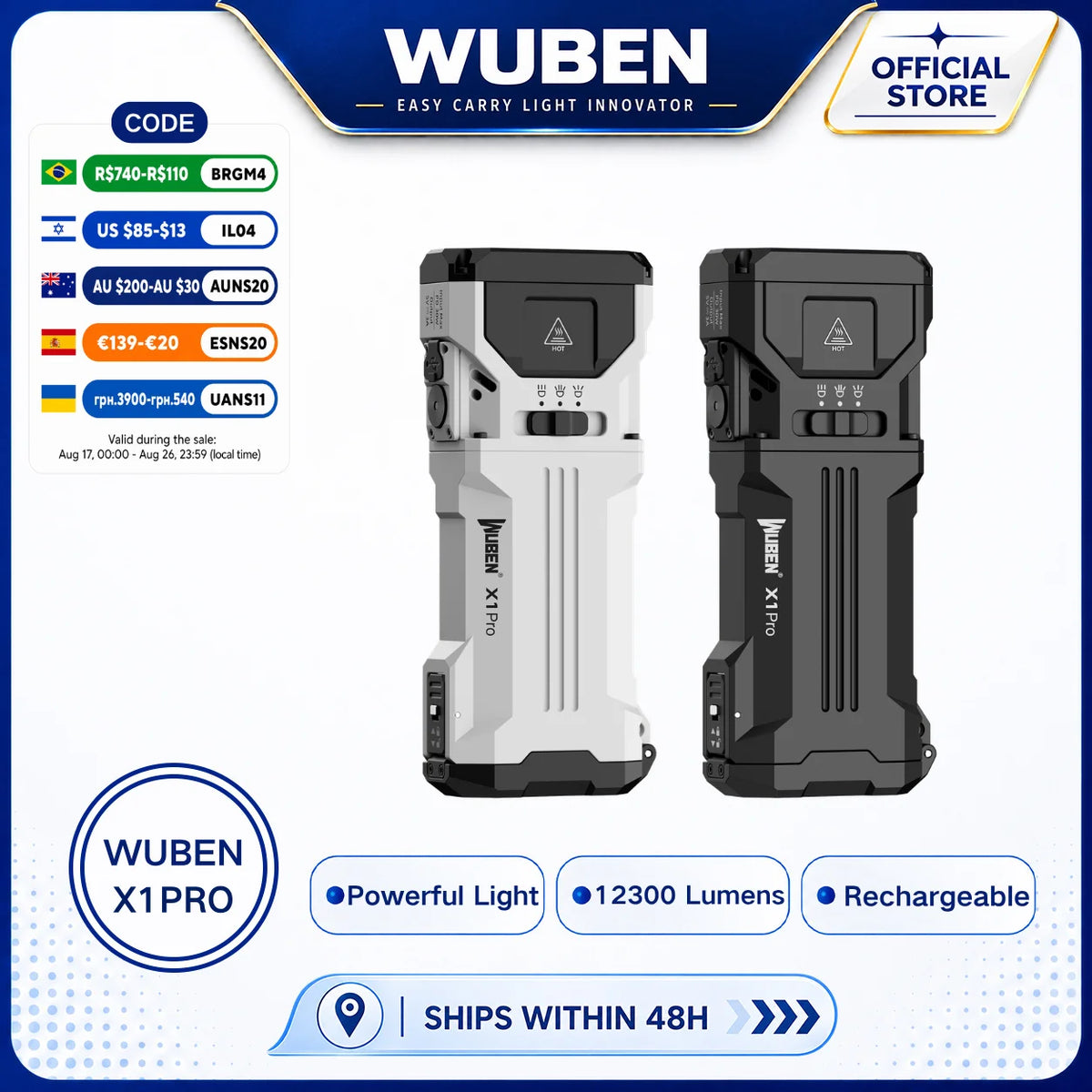WUBEN X1 Pro 12300LM Flashlight