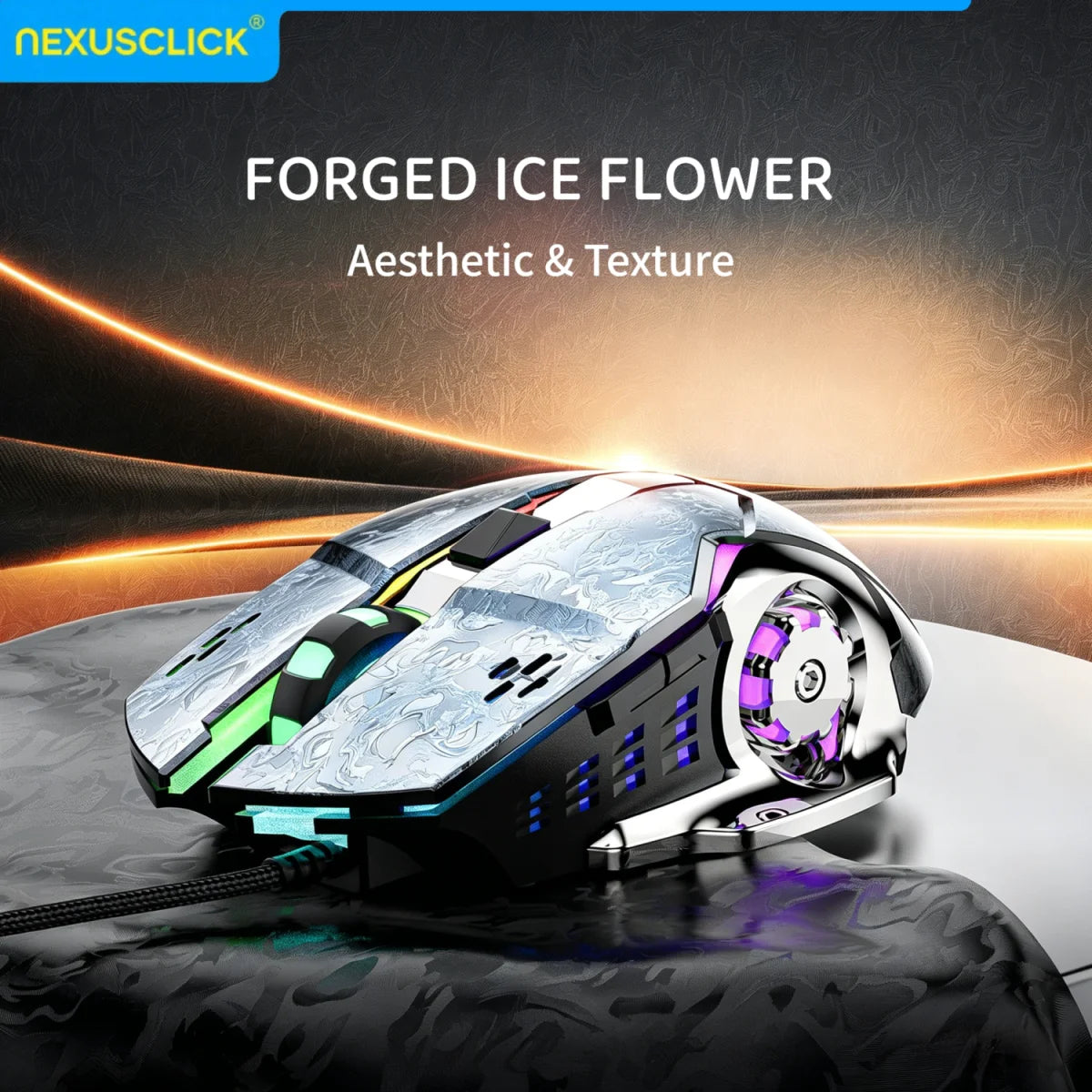 NexusClick 2026 New Hot Wired 6-Buttons Gaming Mouse, Colorful Lighting 7200 DPI Office Mice For PC Windows and Apple IOS system