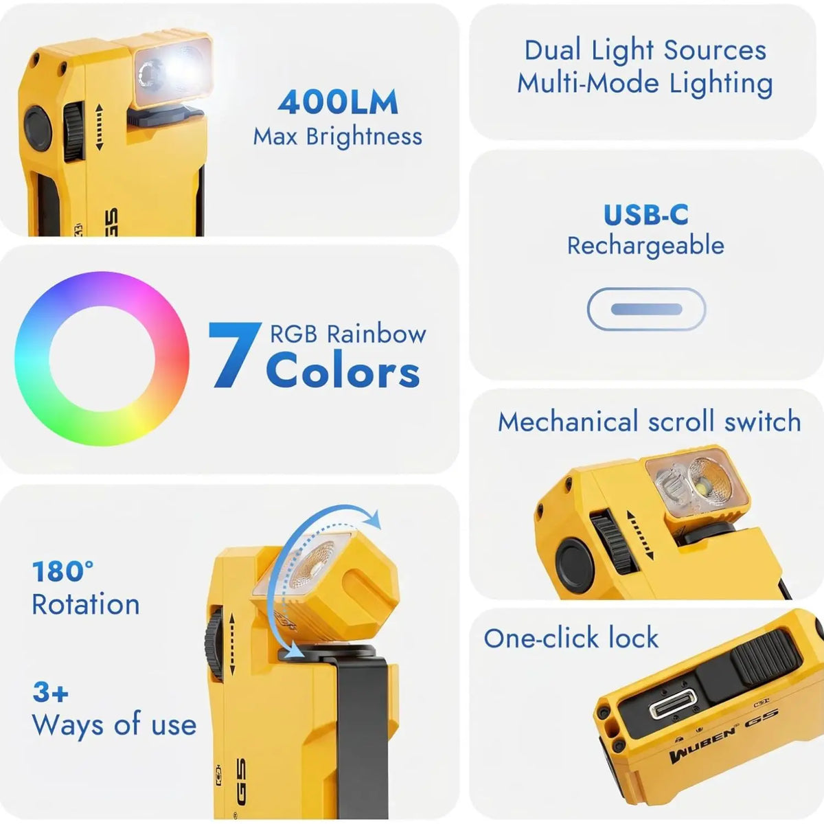 WUBEN G5 400LM RGB Flashlight