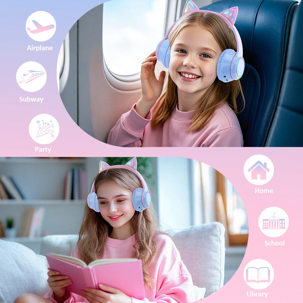 RGB Cat Ear Bluetooth Headphones