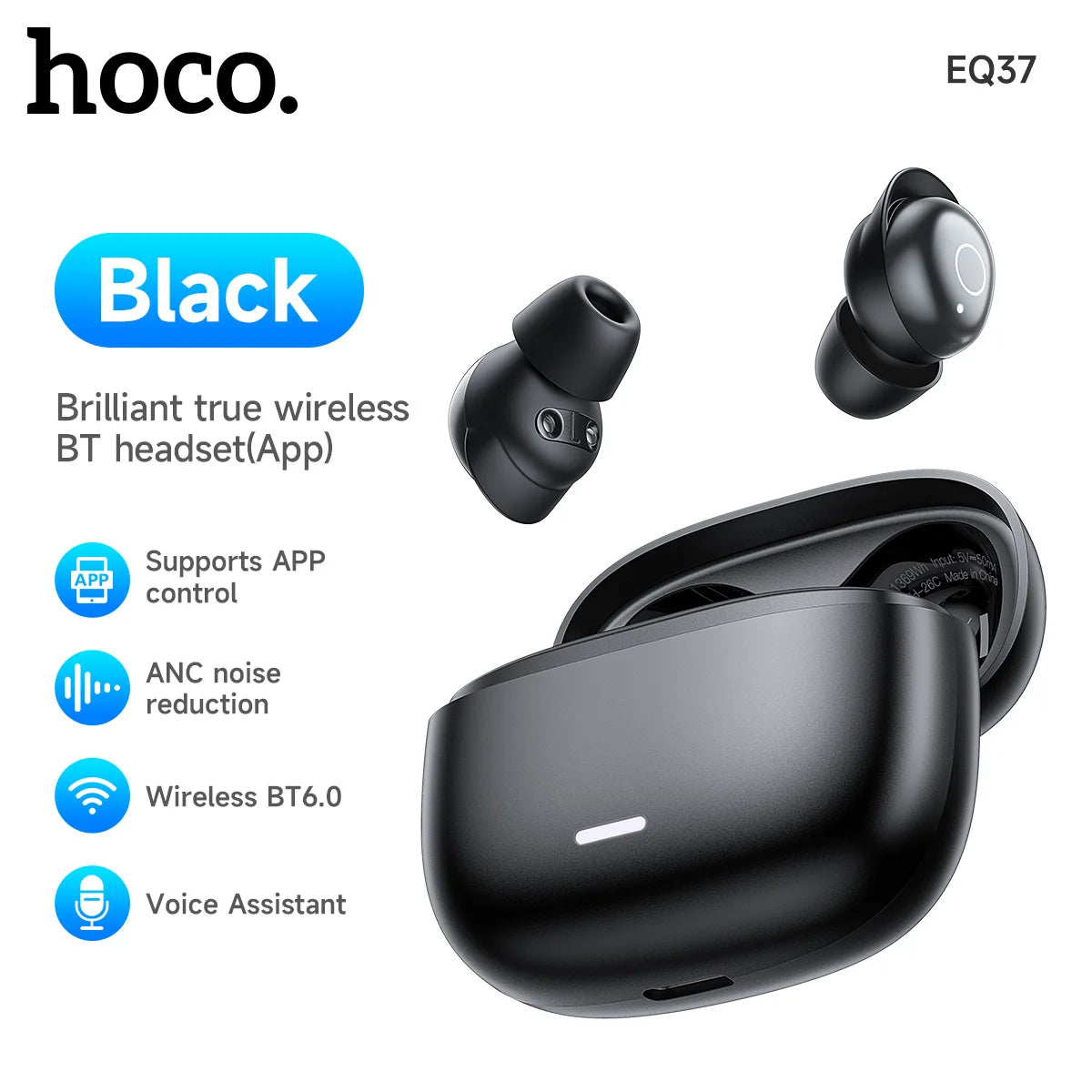 HOCO EW60 Bluetooth 5.0 Earbuds Wireless Hi-Res Audio Earphones Touch Control Waterproof Sports Headset with Mic for Running Fit