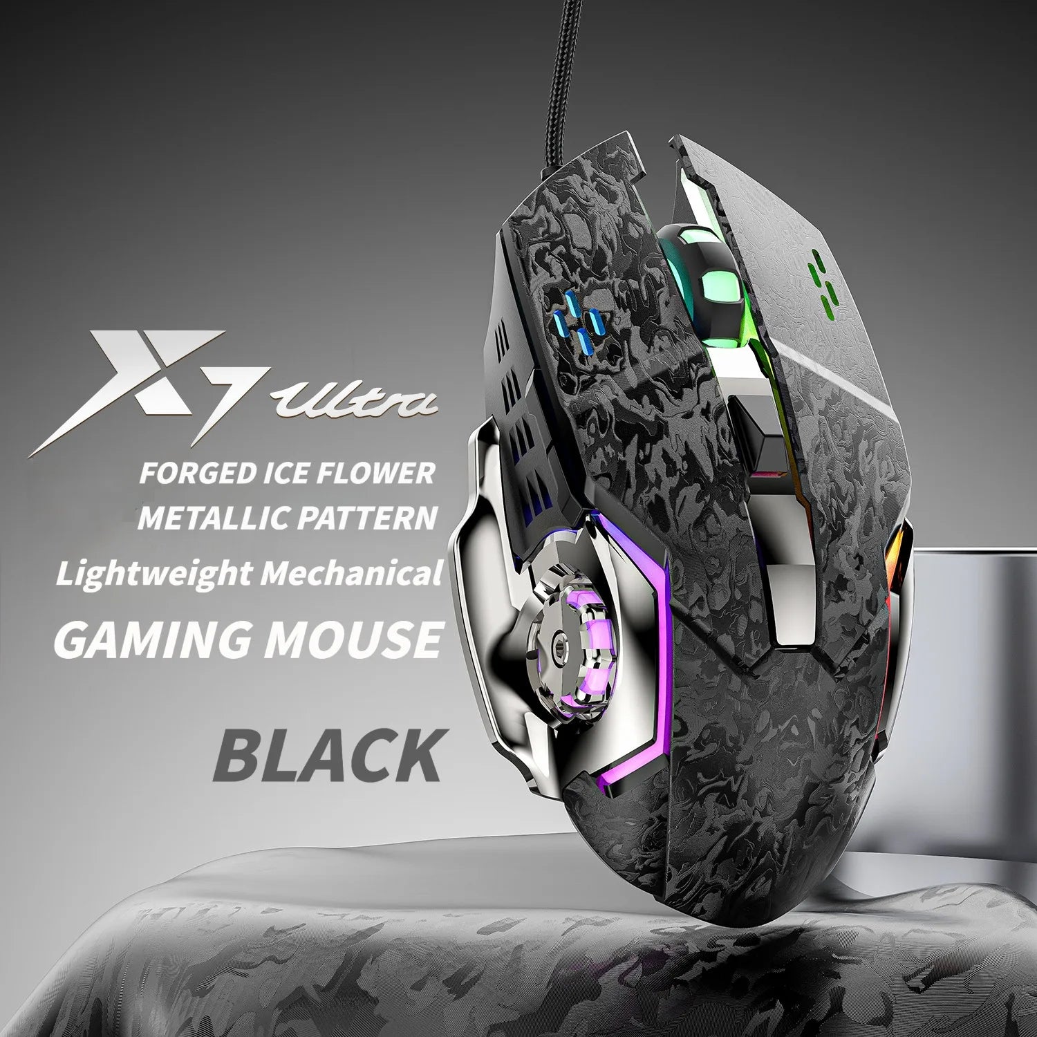 NexusClick 2026 New Hot Wired 6-Buttons Gaming Mouse, Colorful Lighting 7200 DPI Office Mice For PC Windows and Apple IOS system