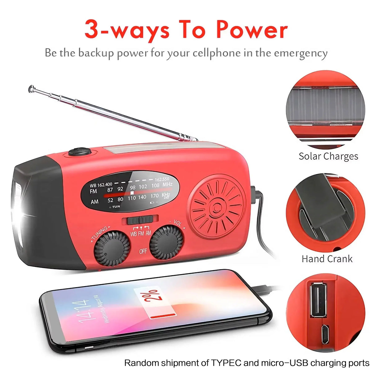 Solar Hand Crank Emergency Weather Radio