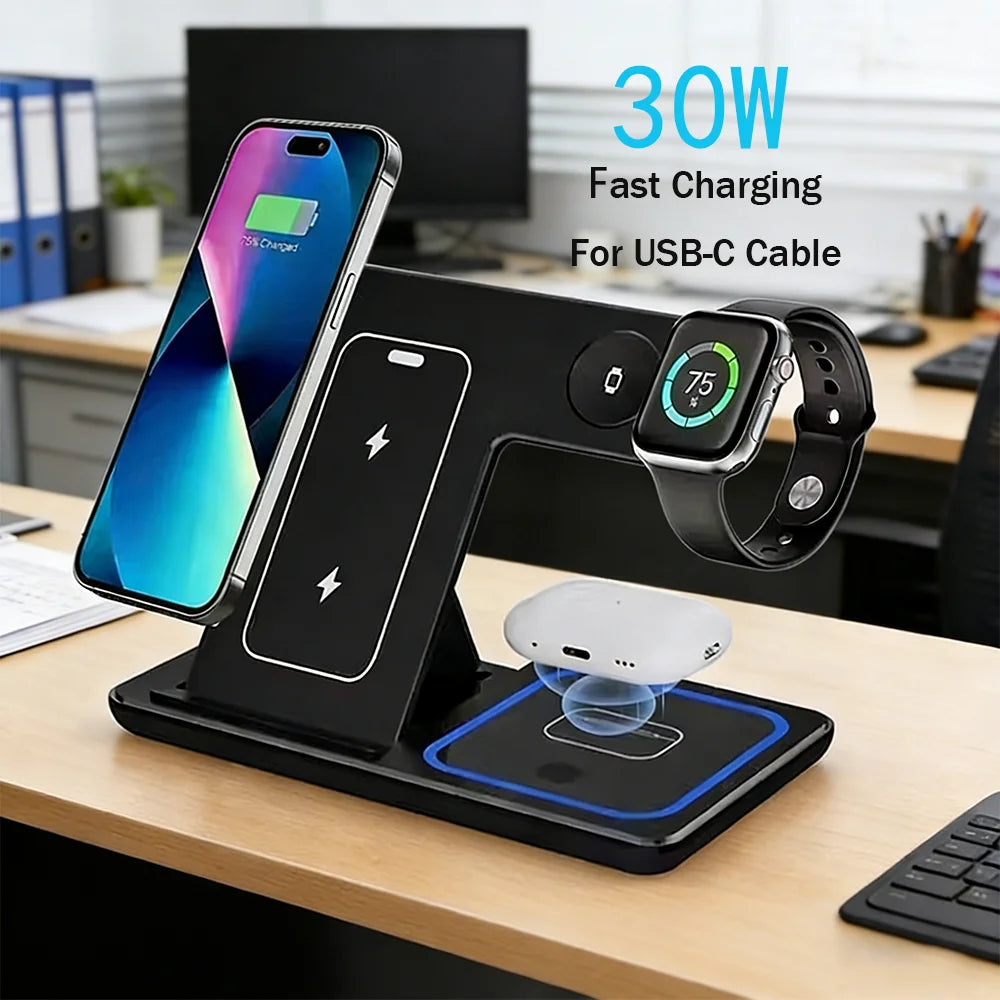 30W 3-in-1 Wireless Charging Stand