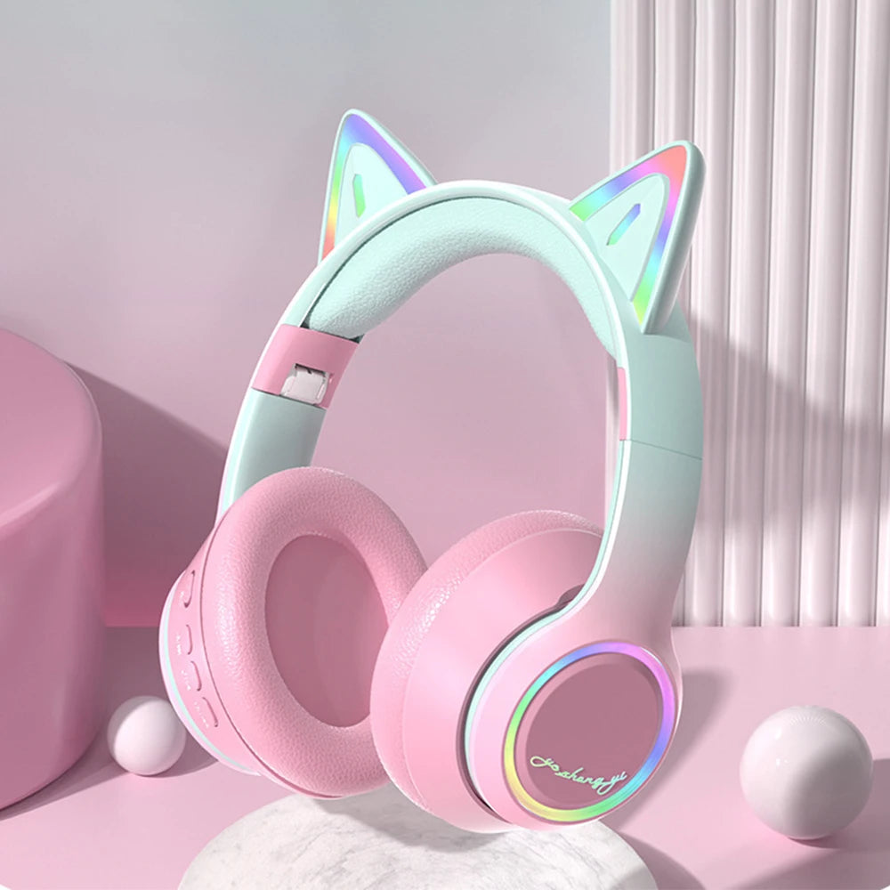 RGB Cat Ear Bluetooth Headphones