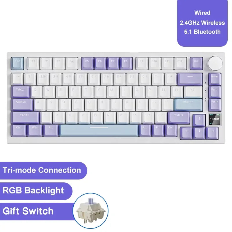 AJAZZ AK820 Wired With Rotary Volume Buttons Hot-Swappable Keys For Office And Home Mechanical Keyboards