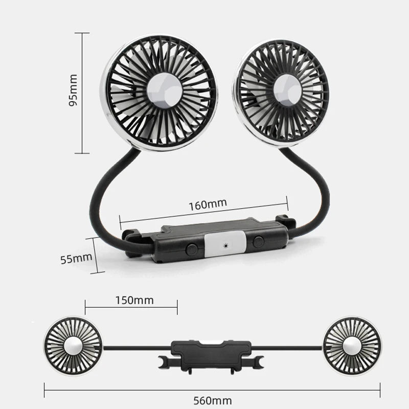 Dual Head Car USB Cooling Fan