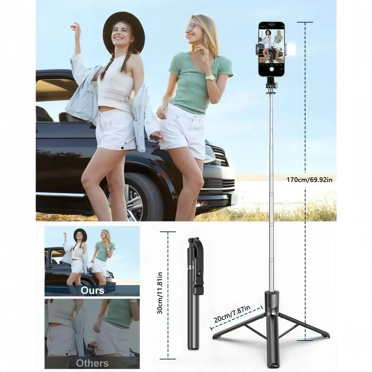 1700mm Wireless Selfie Stick Tripod