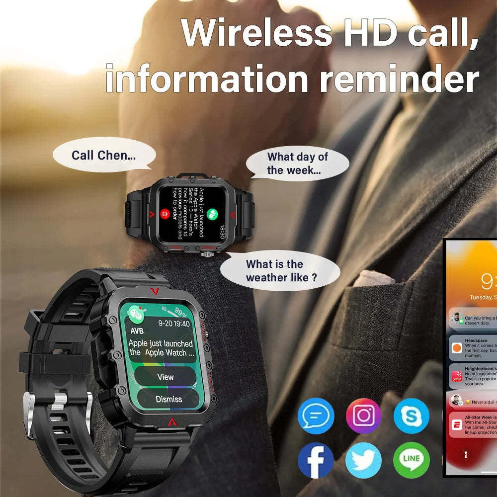 LAXASFIT Outdoor Bluetooth Call Smartwatch