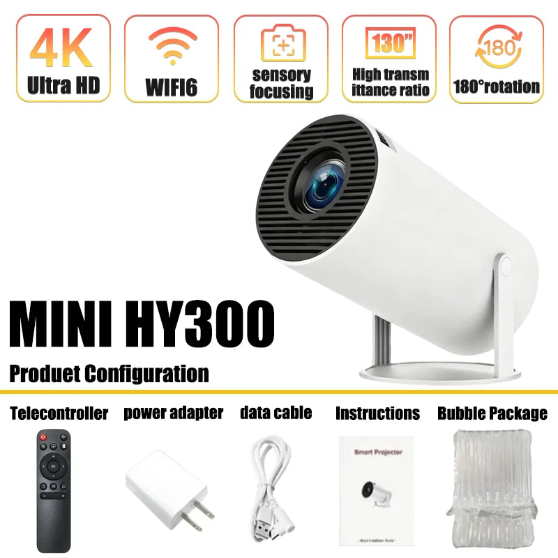 HY300 Smart Mini 4K Projector