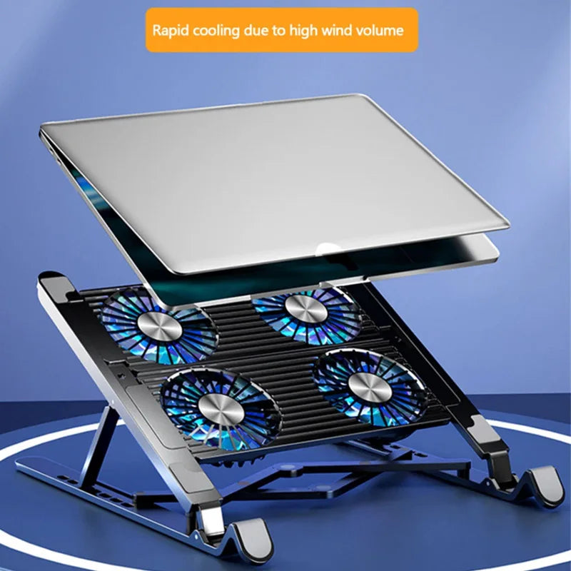 Adjustable Four-Fan Laptop Cooling Stand