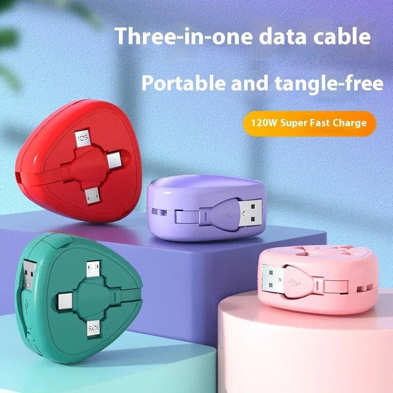 120W 3-in-1 Retractable Charging Cable