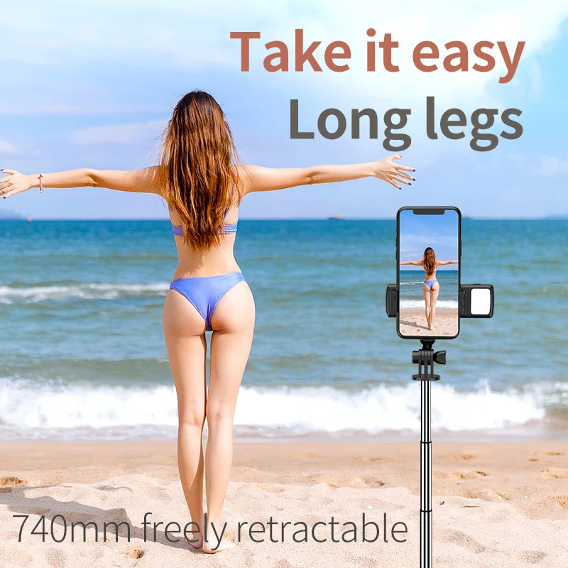 Bluetooth Selfie Stick Tripod With Light