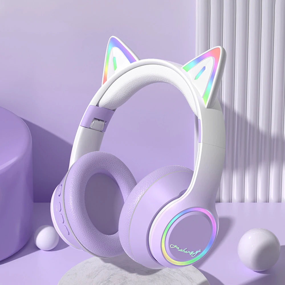 RGB Cat Ear Bluetooth Headphones